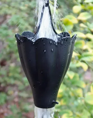 Rain Chain XL Scallop Cup in Black Powdercoat